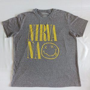 Nirvana spell out happy face grey flecks Tee size XL